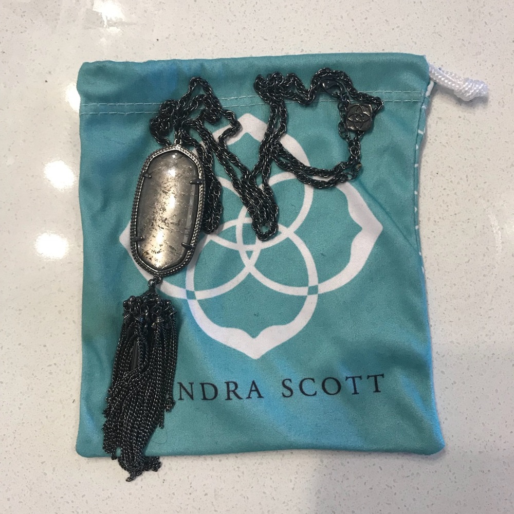 Kendra Scott Rayne Long Pendant Gunmetal Necklace